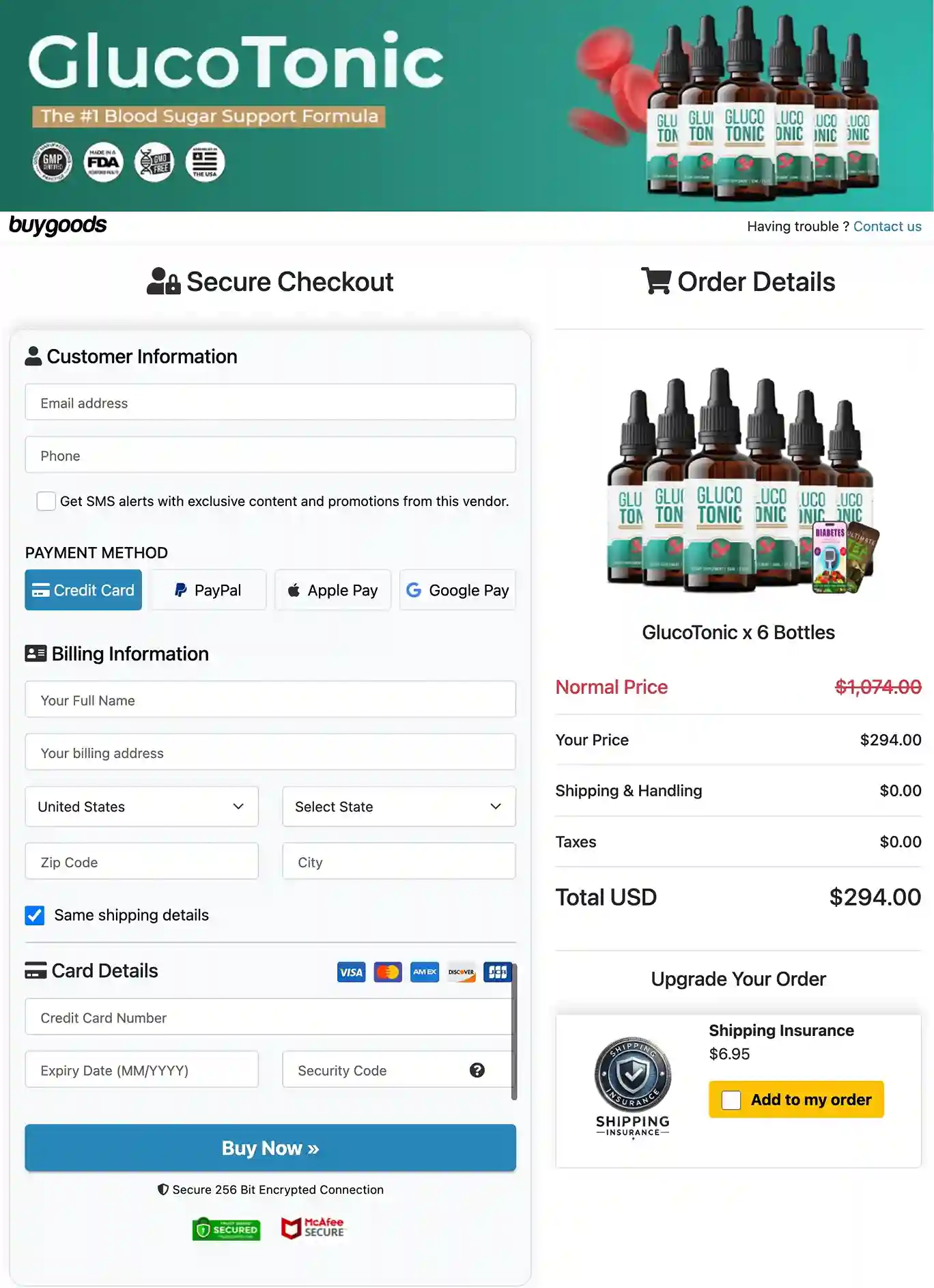 GlucoTonic Secure Payment
